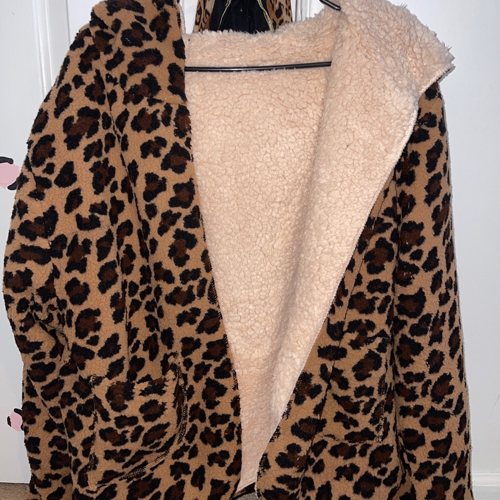 cheetah print fuzzy jacket